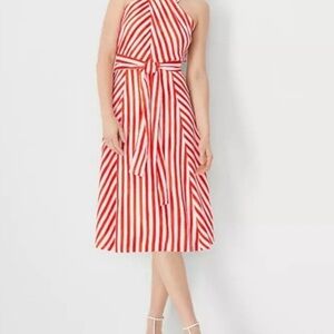 Ann Taylor Pink and White Crossover Sleeveless Sundress Size 12